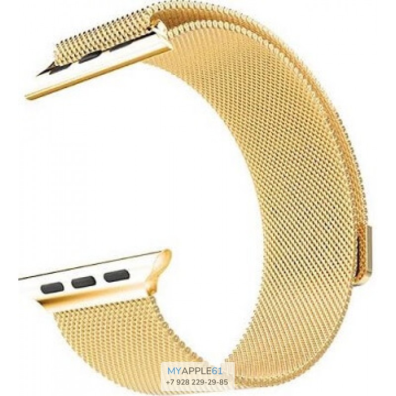 Cетчатый миланский Milanese браслет для Apple Watch 42мм Gold
